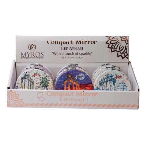 Wholesale Side Themed Myros Round Pocket Mirror - 1