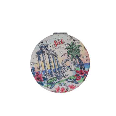 Wholesale Side Themed Myros Round Pocket Mirror - 2