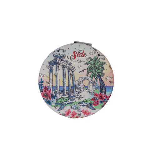 Wholesale Side Themed Myros Round Pocket Mirror - 6