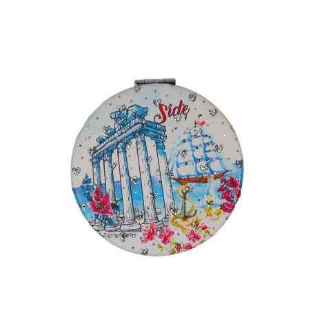 Wholesale Side Themed Myros Round Pocket Mirror - 7