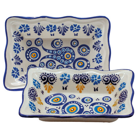 Wholesale Special Embossed Evil Eye Rectangle Snack Dish - 1