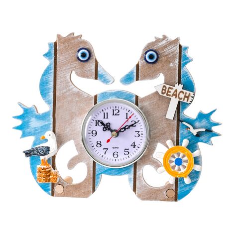 Wholesale Striped Tabletop Seahorse Clock 19x24 cm - 1