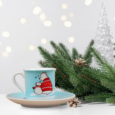 Wholesale Turquoise Polar Bear Coffee Cup Set - 2