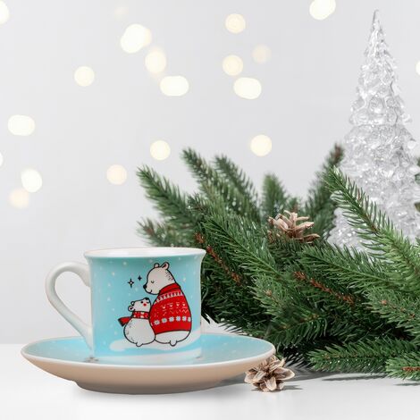 Wholesale Turquoise Polar Bear Coffee Cup Set - 2