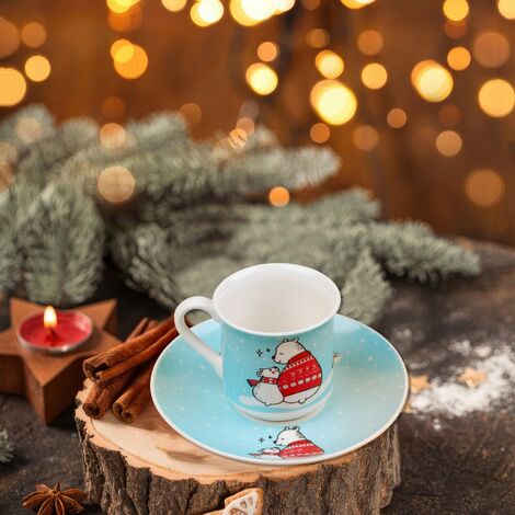 Wholesale Turquoise Polar Bear Coffee Cup Set - 4