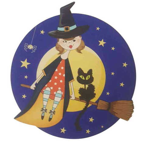 Witch Themed Wooden Customised Round Travel Coaster 100 mm