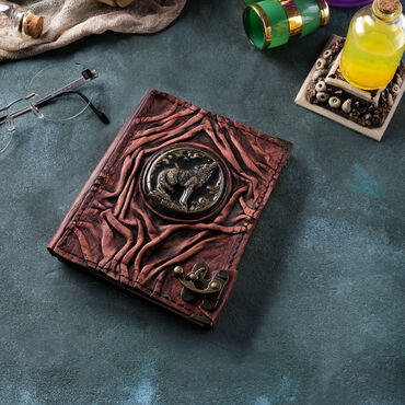 Myros - Wolf Themed Small Leather Notebook