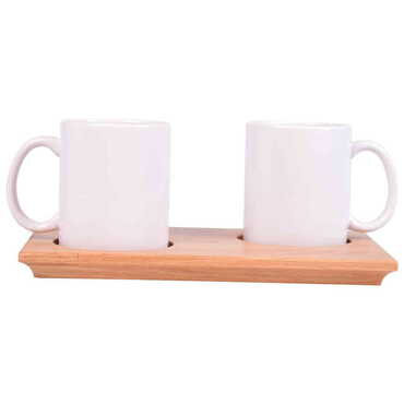 Wood Blank Double Mugs Serving Tray - 2