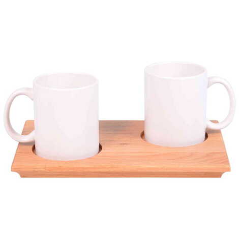 Wood Blank Double Mugs Serving Tray - 3