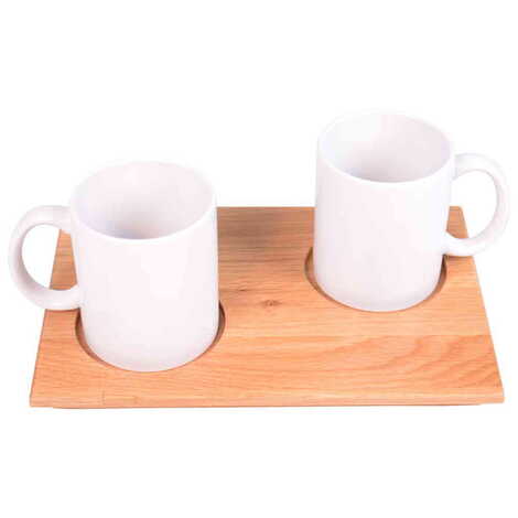 Wood Blank Double Mugs Serving Tray - 4