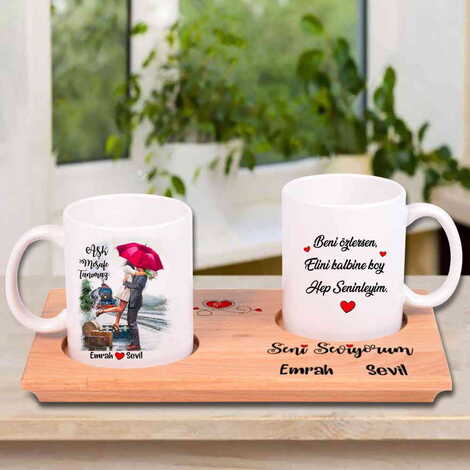 Wood Blank Double Mugs Serving Tray - 7