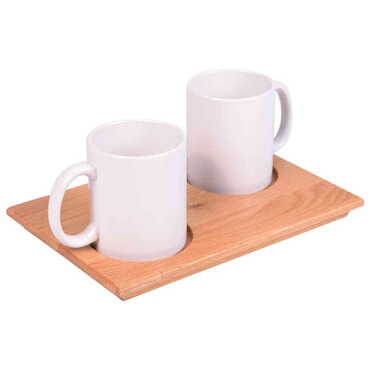 Wood Blank Double Mugs Serving Tray - Thumbnail