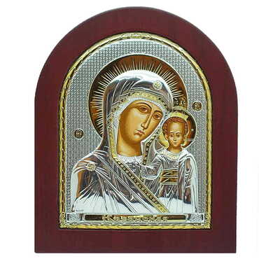 Wooden Base Silver (Boiler) Serigraphy Gold Icon 156X190 mm - Myros