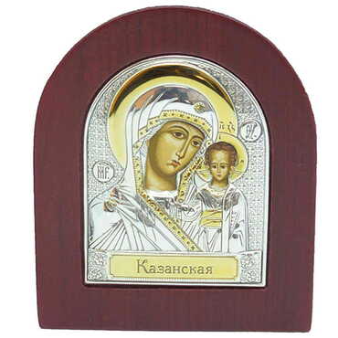 Wooden Base Silver Kazan Serigraphy Gold Icon 85X100 - Myros