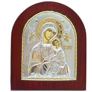 Wooden Base Silver Unspoilt Serigraphy Gold Icon 110X130 mm - Myros