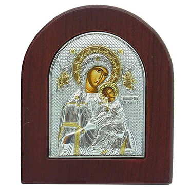 Wooden Base Silver Unspoilt Serigraphy Gold Icon 85X100 mm - Myros