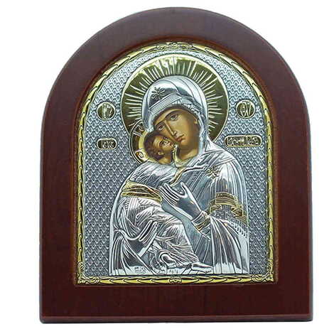 Wooden Base Silver Vladimir Serigraphy Gold Icon 110X130 mm