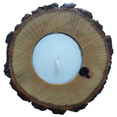 Wooden Candle Holder 10Cm