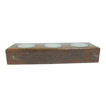 Wooden Candle Holder Set Of 3 Pcs - Thumbnail