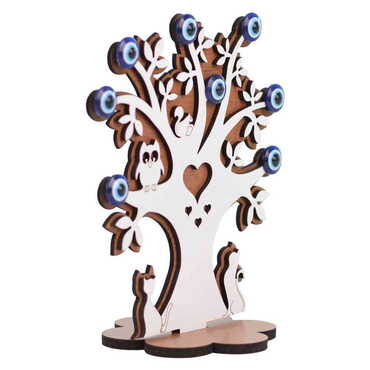 Wooden Customised Evil Eye Tree For Desktop 145x88 mm - Thumbnail