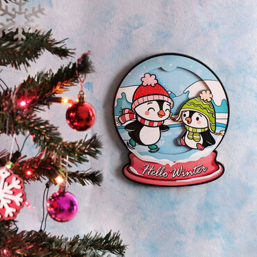 Wooden Decorative Board With Cute Penguin - Myros