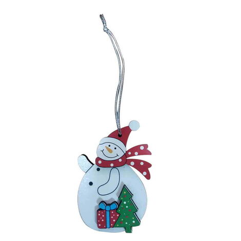 Wooden Snowman Christmas Ornament - 1