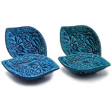 Turquoise Boat Shaped Snack Bowl