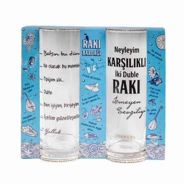 Yazılı İkili Rakı Bardağı Seti - Myros