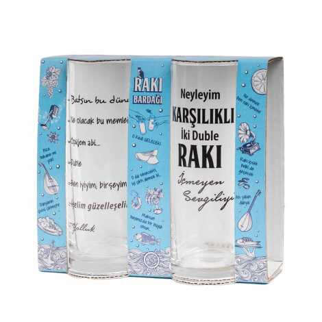 Yazılı İkili Rakı Bardağı Seti - 2
