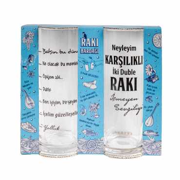 Yazılı İkili Rakı Bardağı Seti - 4