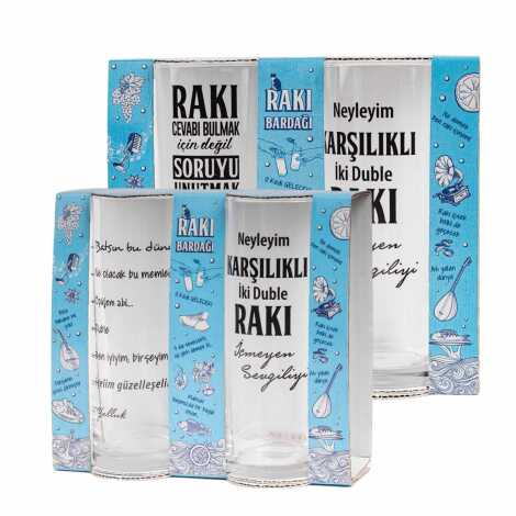 Yazılı İkili Rakı Bardağı Seti - 3