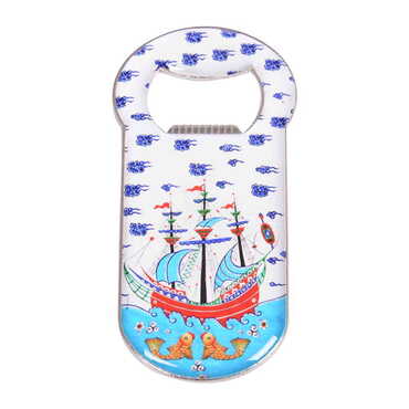 Myros - Yelkenli Temalı Myros Metal Klasik Açacak Magnet 90x45 mm
