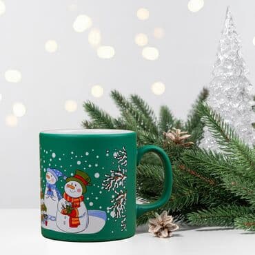 Wholesale Green Snowmen Ceramic Mug