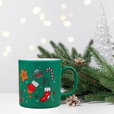 Wholesale Green Snowman Themed New Year Ceramic Mug
