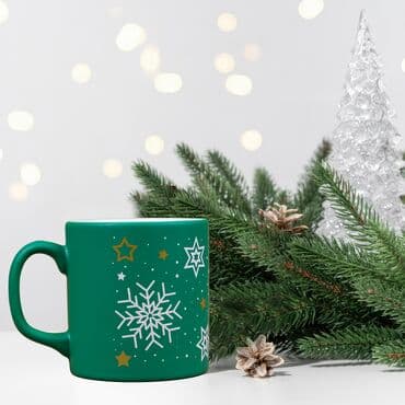 Wholesale Green Star Snowflake Ceramic Mug - Standart - 2
