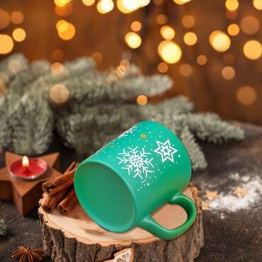 Wholesale Green Star Snowflake Ceramic Mug - Standart - 4