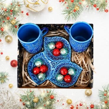 Toptan Yılbaşı Özel Çini Set-mavi - Standart - 2
