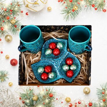 Wholesale Christmas Special Ceramic Set Turquoise - Standart - 2