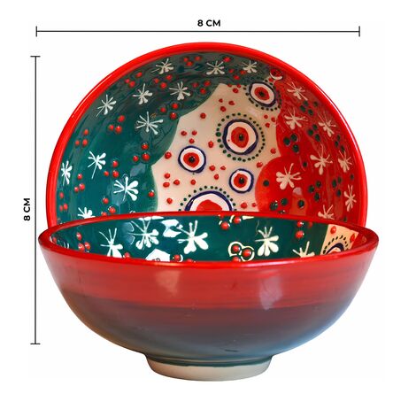Yılbaşı temalı 2'li kutulu 8 cm kabartma kase - 2