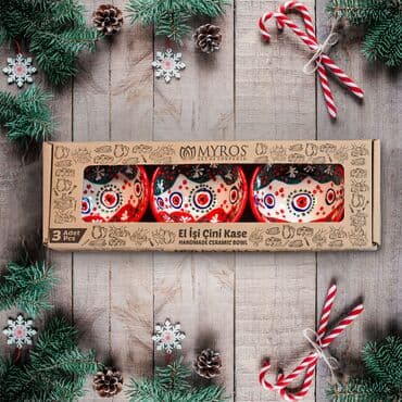 Christmas Themed Embossed Bowl Set of 3 in Box 8 cm