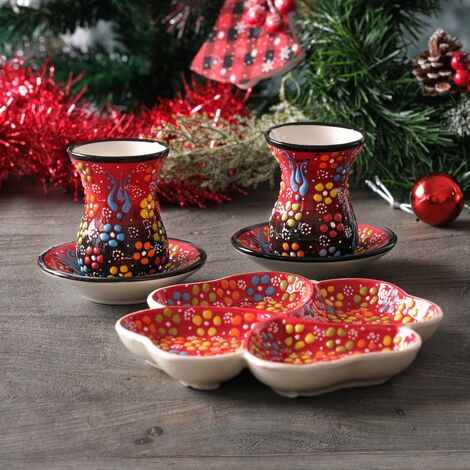 Yılbaşı Temalı Çini Çay & Çerez Seti