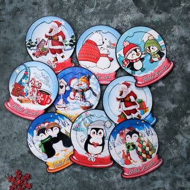 Christmas Themed Nine Christmas Magnet Set