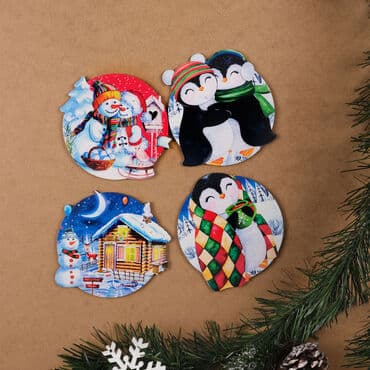 Christmas Themed Set of Four Wooden Coasters - 3