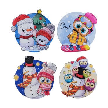 Christmas Themed Set of Four Wooden Coasters - 6
