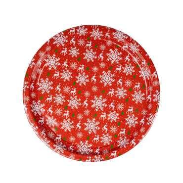 Christmas Themed Round Metal Tray 28 cm