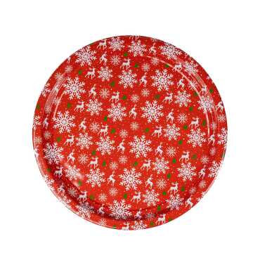 Yılbaşı Temalı Metal Yuvarlak Tepsi 28 Cm - 3