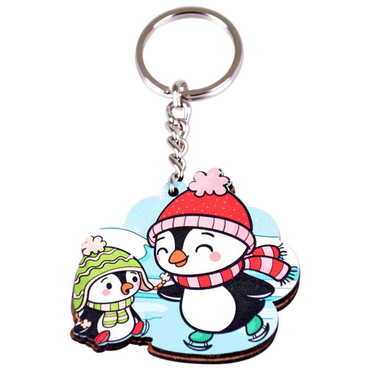 Christmas Themed Wooden Custom Printed Wooden Keyring - 8