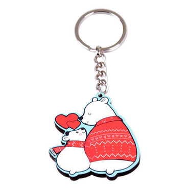 Christmas Themed Wooden Custom Printed Wooden Keyring