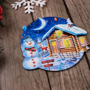 Christmas Themed Wooden Customised Round Travel Coaster 100 mm