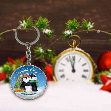 Christmas Themed Metal Round Keychain 40x100 mm - 4
